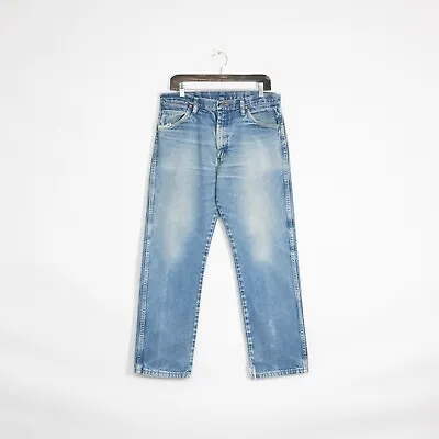 Vintage Wrangler Jeans 34x30 90s Straight Leg 13MWZ Faded Distressed Light Wash • $22.99