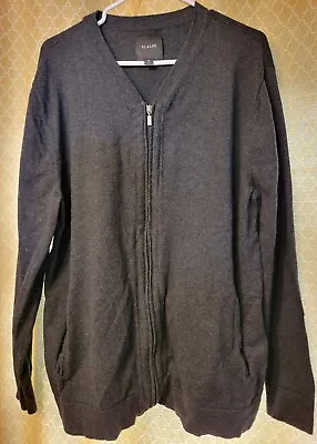 01.Algo Men's XL Gray Full Zip Cardigan Sweater Pockets! Cotton Cashmere  • $21.99