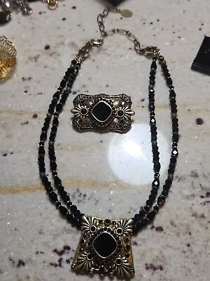 Michal Golan Necklace And Brooch Set Adjustable 14  To 18 Inches  • $62