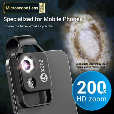 APEXEL 200X Magnification Mini Microscope With LED Macro Lens For IPhone Android • $22.99