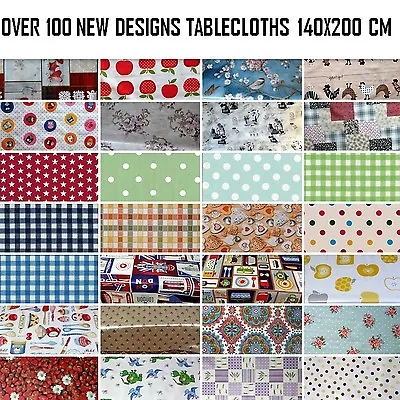 WIPEABLE TABLECLOTH  PLASTIC VINYL OILCLOTH TABLE COVER PROTECTOR 140 X 200 Cm  • £15.30