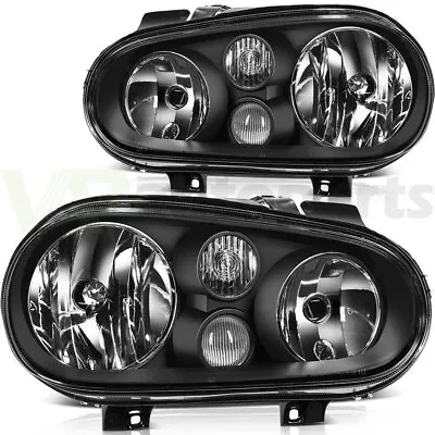 Headlights Assembly For Volkswagen Golf 1999-2006 Black Housing Replacement Pair • $80.49