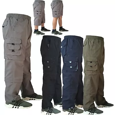 Mens New Elasticated Lightweight Cargo Combat Work Trousers Pants Bottoms Shorts • £12.98