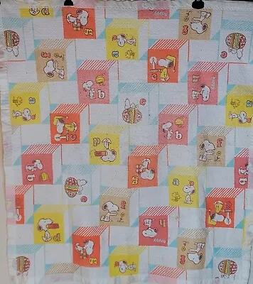 VTG Chatham Snoopy ABCs Baby Blanket 40x45  Peanuts Charlie Brown Nursery 1965 • $14.99