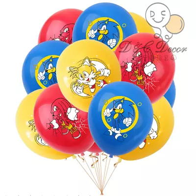 $4.43 • Buy 12pcs Sonic The Hedgehog Latex Balloons Kids Birthday Party Decoration Set