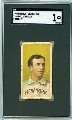 1909 T206 Piedmont 150 Willie Keeler Portrait SGC 1 P1331 • $429
