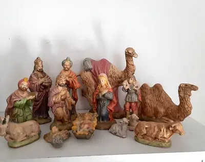 $79.99 • Buy Vintage 14 Piece Christmas Nativity Set With Tall Camels, Cow, Sheep