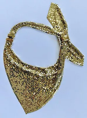 Beautiful Vintage LANVIN Paris Gold Mesh Necklace W/ Bow • $19.95