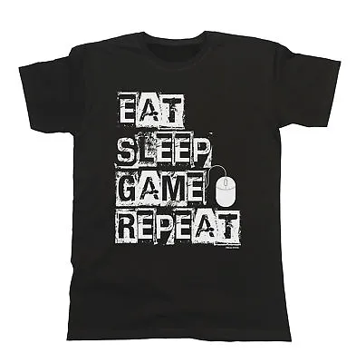 Eat Sleep Game Repeat PC MOUSE Funny Mens ORGANIC T-Shirt Slogan Gamer Geek • £8.99