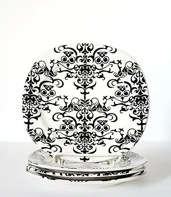 (4) Pottery Barn Versailles Chandelier Lace Print In Black Bread Butter Plates  • $29.75