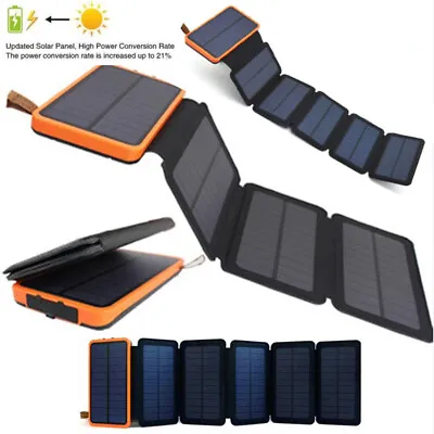 46800mAh Portable 6 Solar Panel Folding Power Bank Outdoor Camping Phone Charger • $17.99