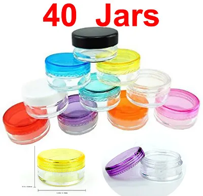 40 X High Quality 5g Gram ML Empty Plastic Sample Pot Jars Cosmetic Containers • $8.59