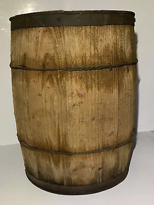 Antique Barrel Nail Keg Wood Wire Wrapped  Rustic Primitive Shabby Barn Vintage • $41