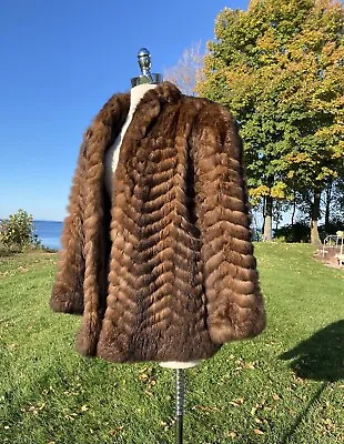 Vtg DELUXE Brown Brown Mink Jacket Short Coat Womans Size Medium Large • $125
