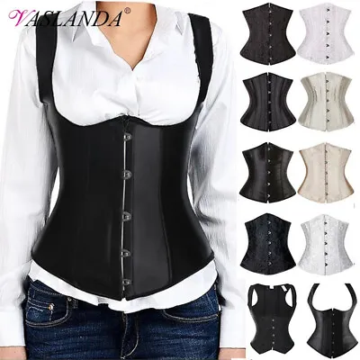 Women Underbust Steampunk Corset Waist Cincher Shaper Busk Boned Lace Up Cosplay • $19.79