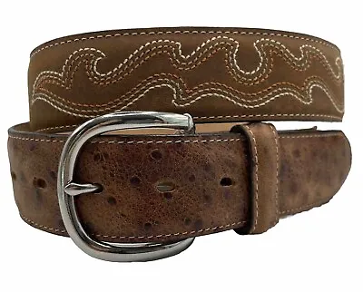 Tony Lama DURMONT OSTRICH Show Leather Belt Size 34 Made In USA  C42575 NWT $70 • $54.95