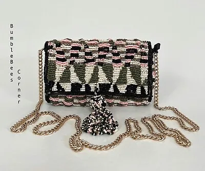 $37 • Buy ZARA Micro Shoulder Bag BEJEWELED Pouch MULTI BEADED Chain HandBag NWT 1655/004