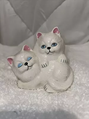 White Cat Statue Figurine Kittens Blue Eyes Small Vintage Persian • $3.25