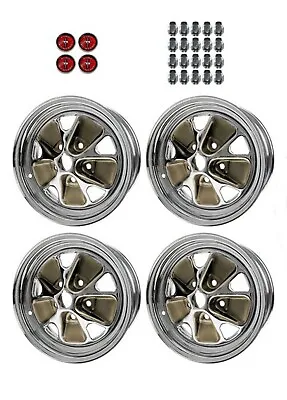 Mustang Style Styled Steel GT Wheels 14  X 6  Complete Set W/ Caps Nuts USA Made • $929.95
