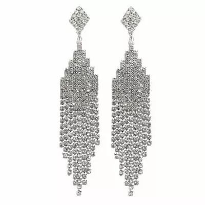 Women Silver Plated Earrings Long Drop Dangle Tassel Ear Studs Jewellery • £4.99