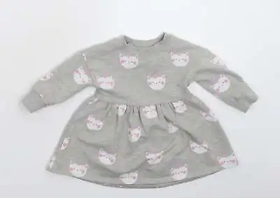 £3 • Buy Blue Zoo Girls Grey Cotton Fit & Flare Size 9-12 Months Crew Neck Pullover