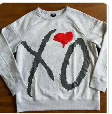 H&m The Weekend Mens Xo Big Heart Grey Sweatshirt Jumper Size M Worn Once • £35