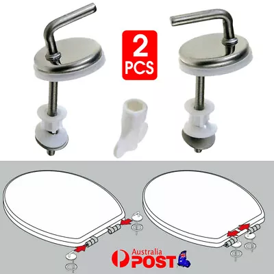 2Pcs Toilet Seat Fix Fitting Stainless Back To Wall Replace Quick Release Hinges • $20.38