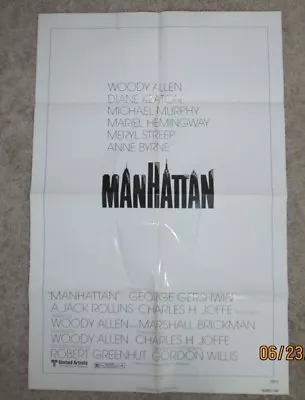 Manhattan Original Folded 27x41 Movie Poster Woody Allen Diane Keaton 1979  • $25