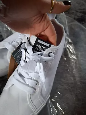 £24 • Buy Jack & Jones Rusher Canvas Shoe White Size 7 BNWT