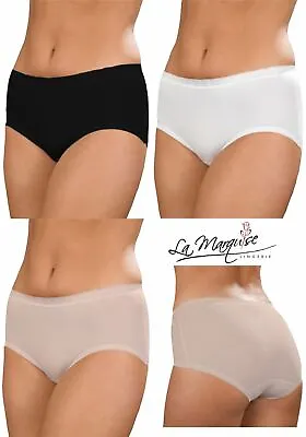 La Marquise Midi Briefs Ladies Comfort Smooth Cotton Knickers Underwear(3 PAIRS) • £9.99