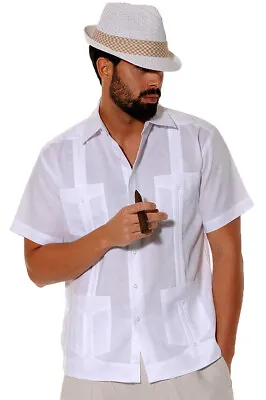 £56.27 • Buy Bohio Guayabera Shirt For Men - White Cuban Traditional (4)- Pocket -LS499