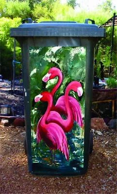 'Flamingos' Wheelie Bin Sticker • $45