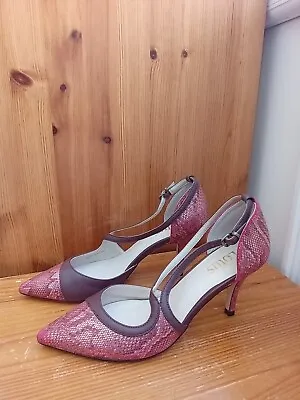 Lotus Ladies Shoes Heels Burgundy Leather UK Size 4 New • £11.99
