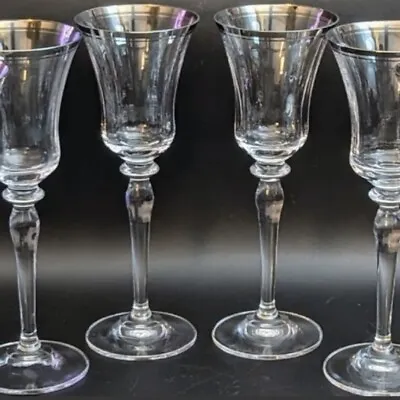 Mikasa Jamestown Platinum Band Wine Glasses Set Of 4 Optic Bowl 8¾ H Austria  • $42.99