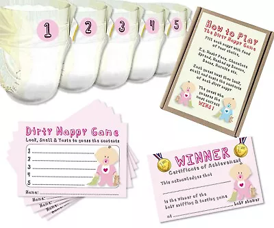 Dirty Nappy Baby Shower Game X20 Players Pink Blue Green Plus FREE GIFT • £6.49