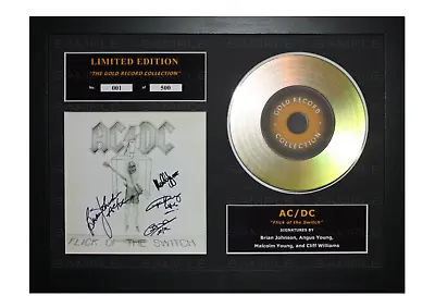 AC/DC Signed Gold Disc Album Ltd Edition Framed Picture Memorabilia • £19.99