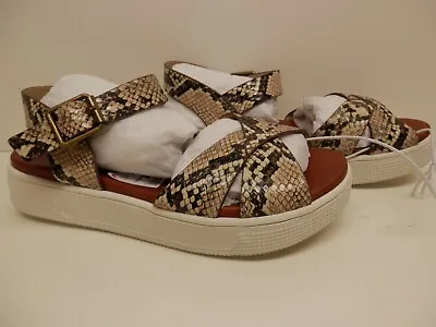 MIA Shoes Womens Tae Cross Strap Flat Sandals *Snake* Leather Sz 9 Or 6 • $22.99