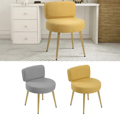Linen Upholstered Dressing Table Vanity Chair Dining Chair Low Back Home Seating • £35.95
