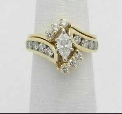 2CT Marquise Lab Created Diamond Women's Engagement Ring 14K Yellow Gold Over • $60