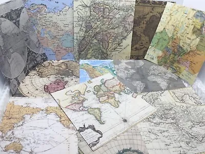 12 Sheets Of Map Paper Vintage And Modern For Junk Journal Scrapbook 6x6inch • £4.74