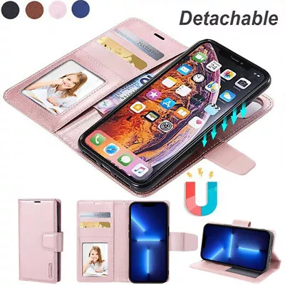 $17.99 • Buy IPhone 15 14 13 12 11 Pro Max XS XR Magnetic Leather Removable Wallet Case Cover