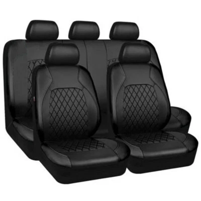 $67.06 • Buy Black Leather 5-Sits Car Seat Covers Front Rear Full Interior Cushion Set 9Pcs  