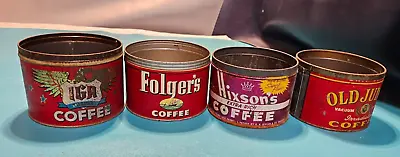 4 Vintage 1 Lb Ground Coffee Tins - IGA Old Judge Hixson's Folgers • $29.95