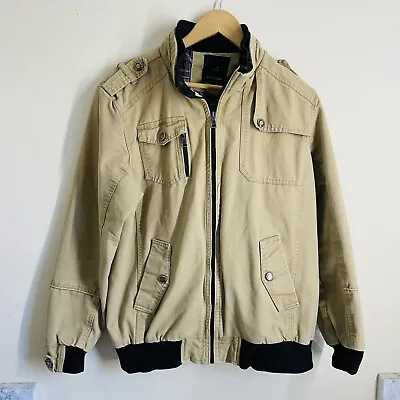 Wantdo Utility Cargo Military Cotton Jacket Plaid Lined Khaki Size L • $19
