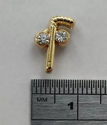 ( 1x ) TINY Masonic Pin Badge / Gold Plated Tubal Cane + Crystals ( Lapel Gift ) • £4.99