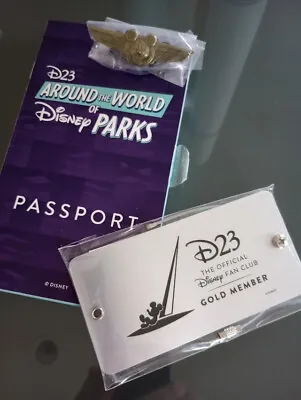 NEW Disney D23 2022 Gold Member Parks Around The World Passport Luggage Tag Pin • £18.01