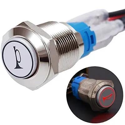16mm 12V Car Speaker Horn Momentary Push Button Switch Red LED Lighted • $12.36