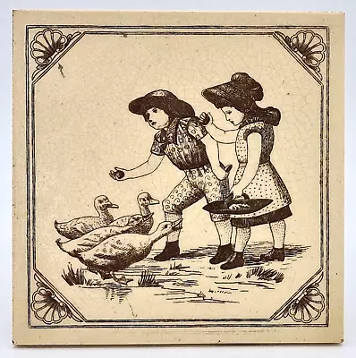 Victorian Tile Owen Gibbons For Maw & Co Broseley Salop Reading Stories C1882 • $111.90