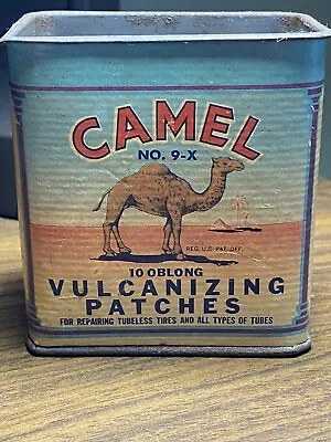 Vintage Camel 10 Oblong Vulcanizing Patches Board/Tin Paper Label Can • $27