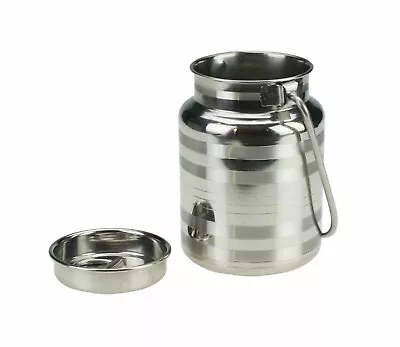 1-3L Stainless Steel Milk Churn Can Jug Canister With Carry Handle And Push Lid • £12.95